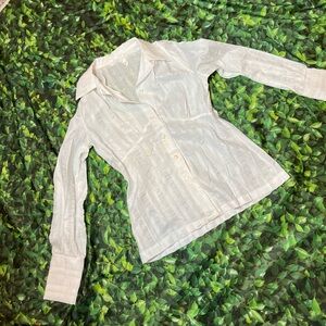 60s/70s White Long Sleeve Button-Up Shirt coastal cowgirl